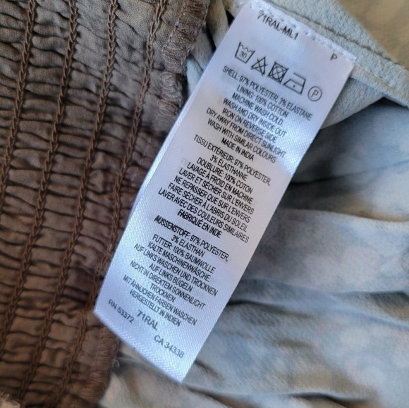 French Connection Erika Drape Printed Smock Dress in Khaki-Green Size Small - Picture 8 of 10